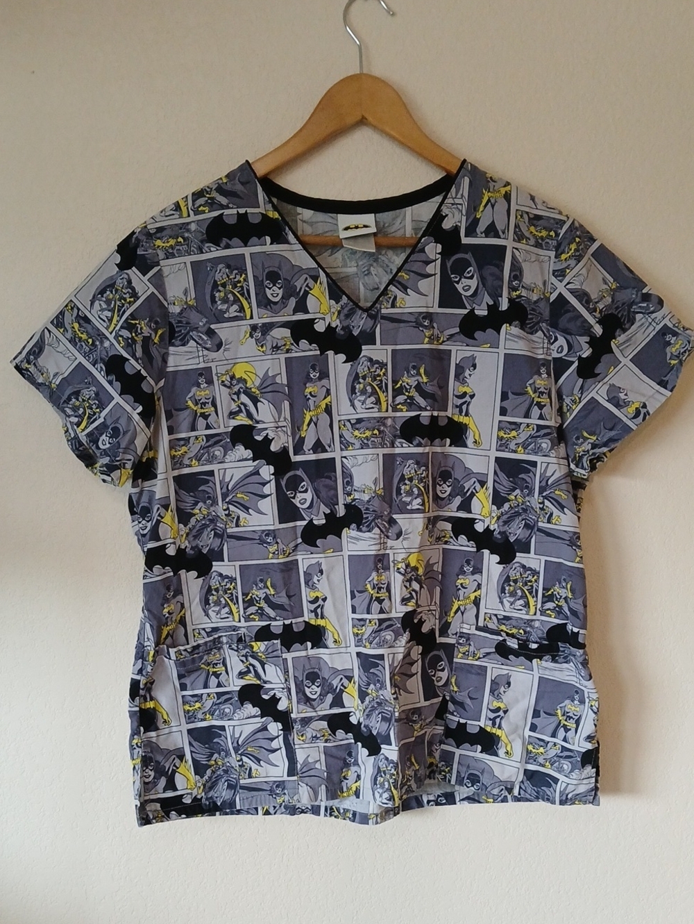 DC Comics Batgirl Scrub Top Comic Strip Print